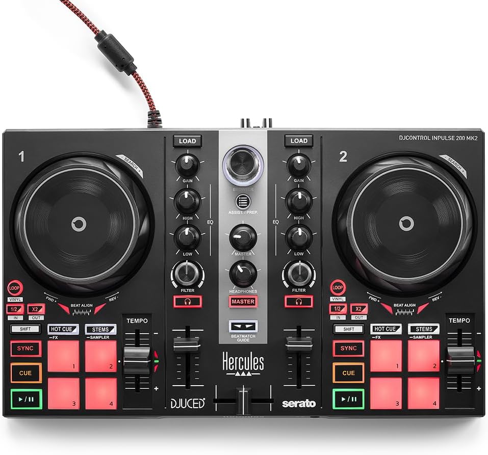 Djcontrol Inpulse 200 MK2 — Ideal DJ Controller for Learning to Mix — Software and Tutorials Included, Black