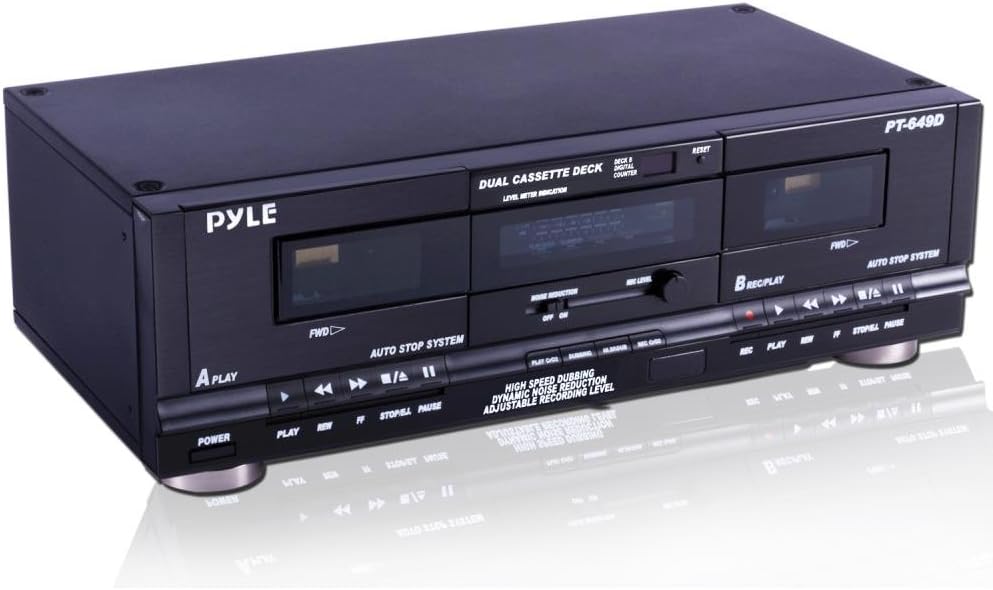 Home Dual Cassette Deck | Music Recording Device with RCA Cables