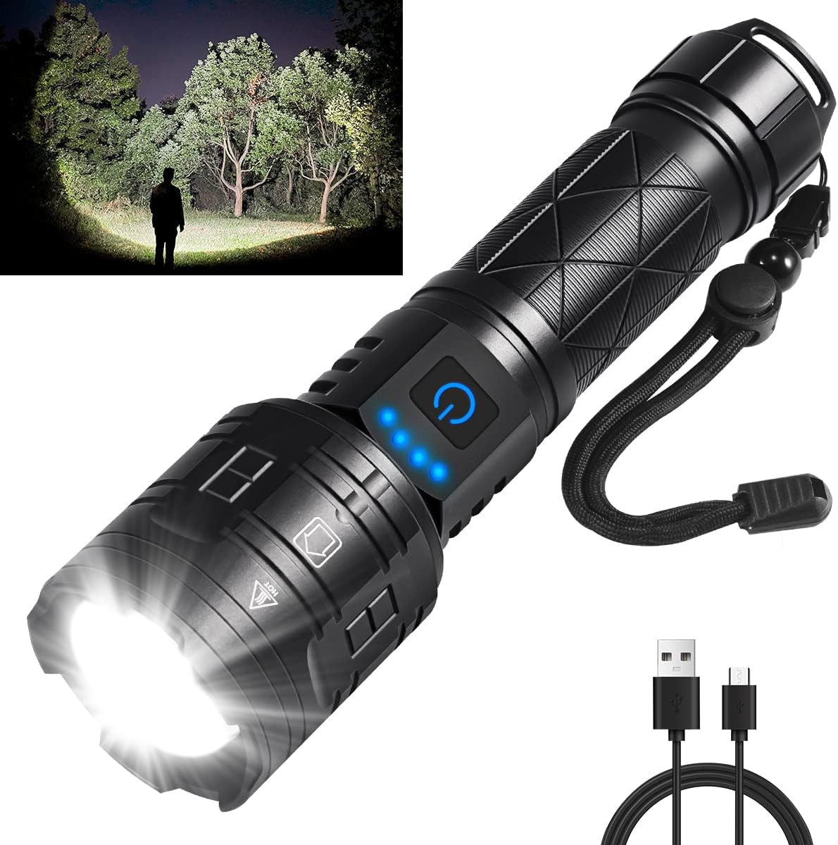 Rechargeable Flashlights High Lumens, Powerful Tactical Flashlights